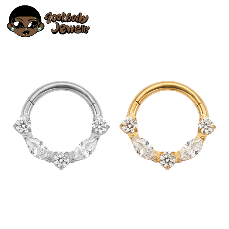 Zoor Body Jewelry - ASTM F136 Titanio Marquise CZ Segmento