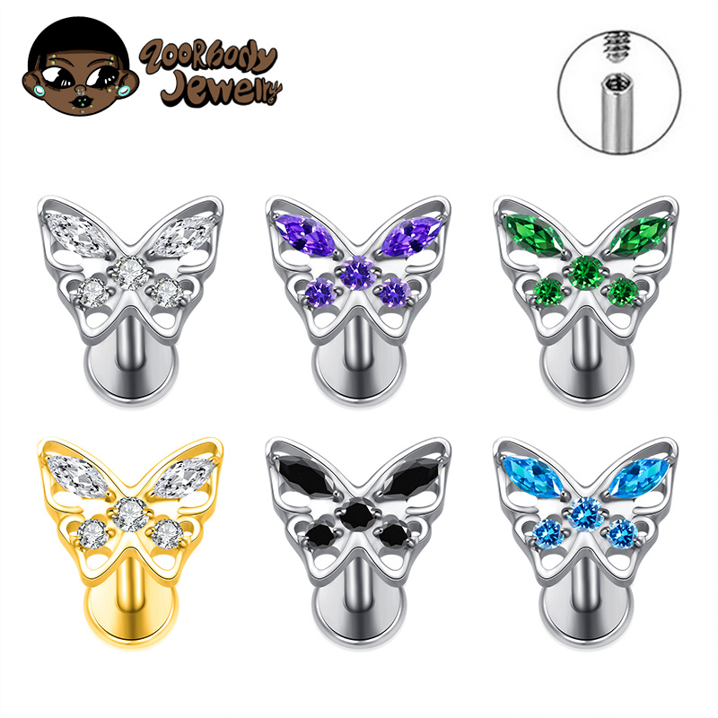 Zoor Body Jewelry - ASTM F136 Titanio Hollow Farfalla Cubico